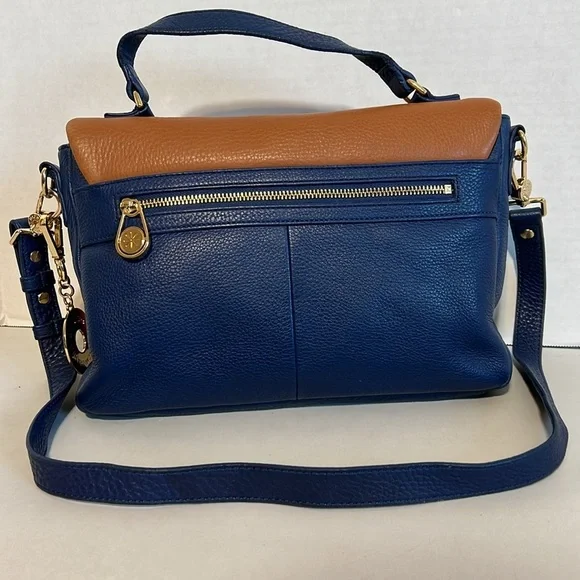Isaac Mizrahi Tan and Navy Crossbody Bag Minimalist - Picture 6 of 17